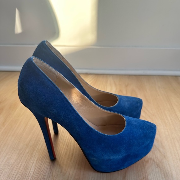 Bleu Suede Louboutin Platform Pumps - Picture 2 of 6